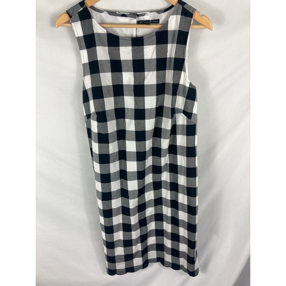 Adrianna Papell Sleeveless Gingham Scallop Back Dress Size 12